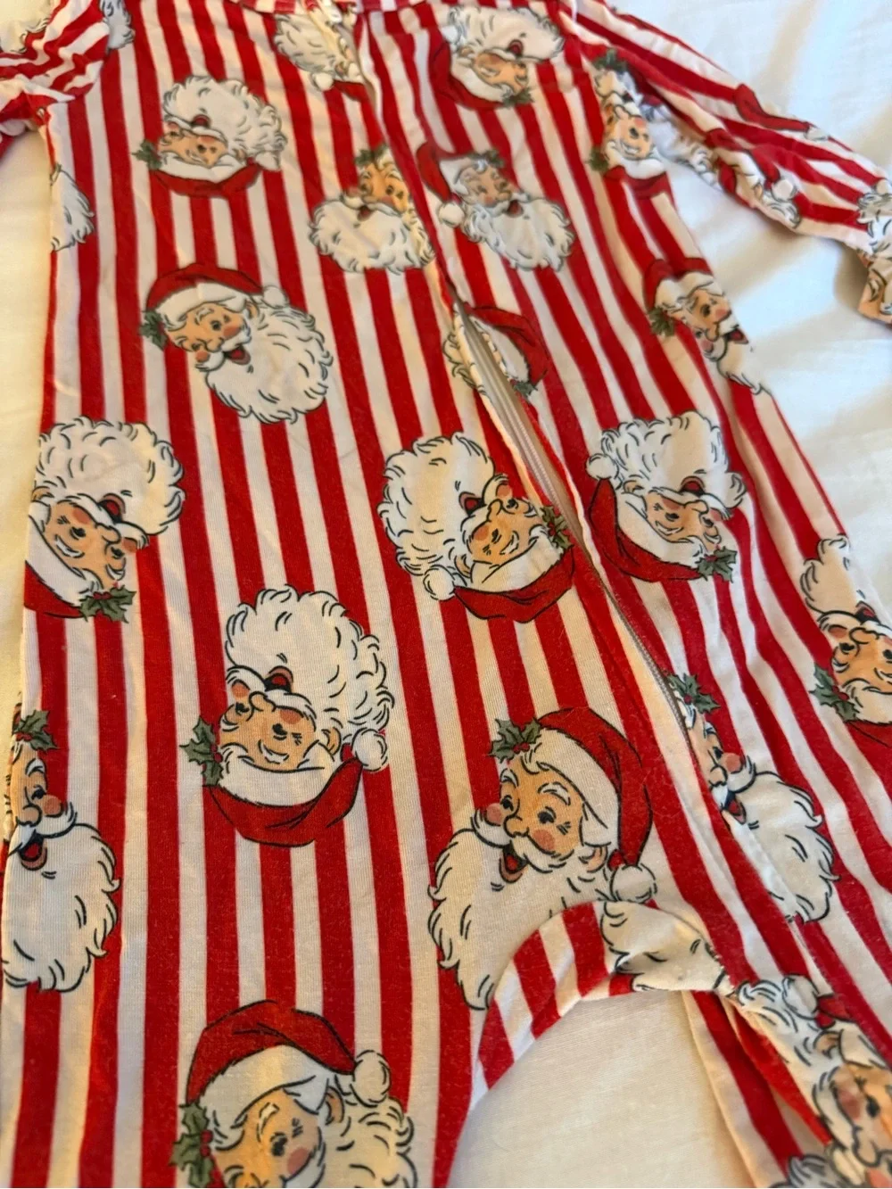 Caden Lane Santa Claus Red & White Santa Stripe One-Piece Footed Pajama 6-12M
